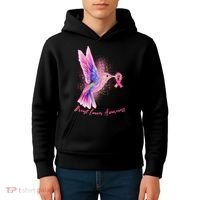 Breast Cancer Awareness Painted Hummingbird Kids Hoodie thumb 4