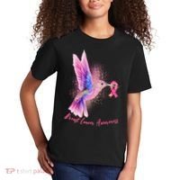Breast Cancer Awareness Painted Hummingbird Kids T-Shirt thumb 2