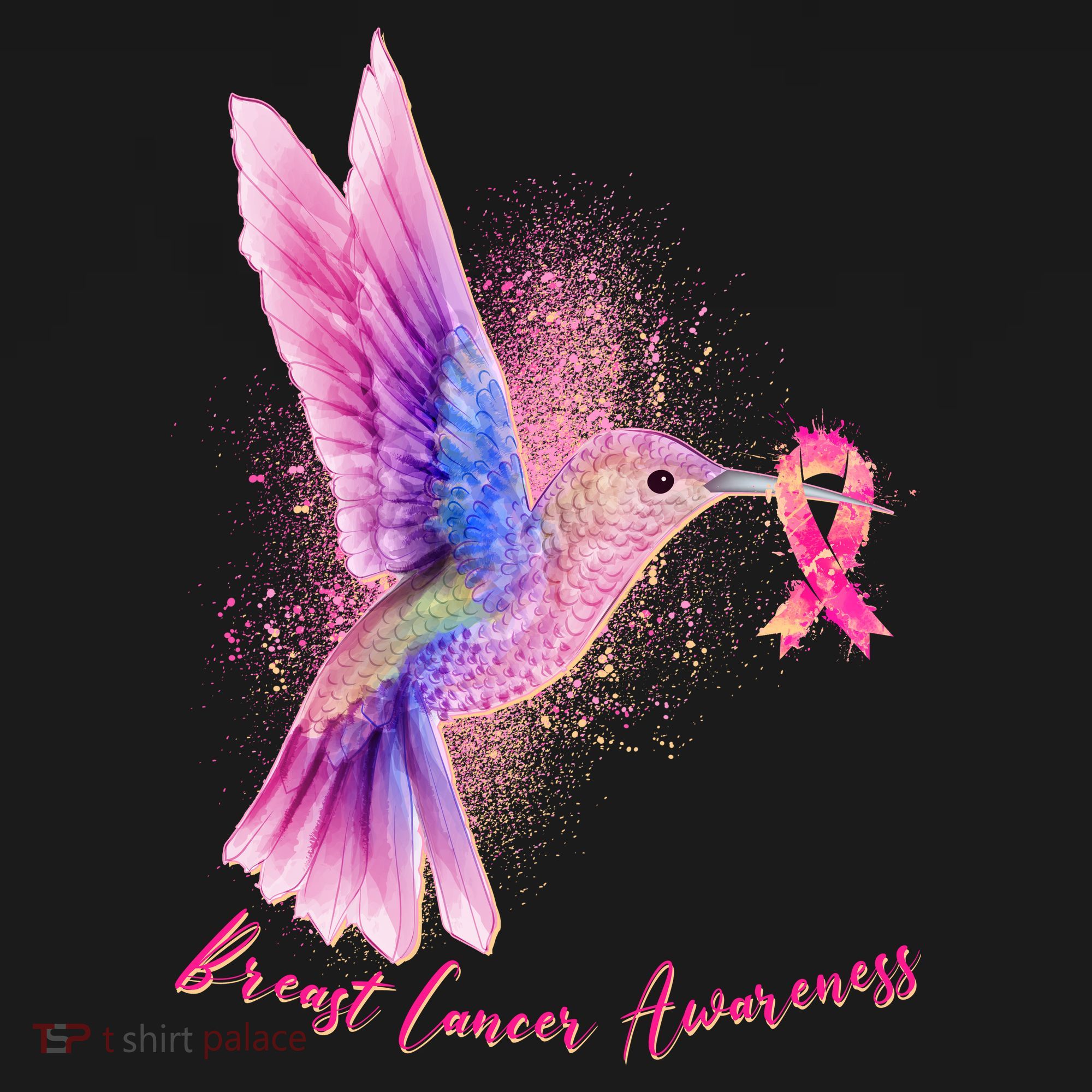 Breast Cancer Awareness Painted Hummingbird Kids T-Shirt