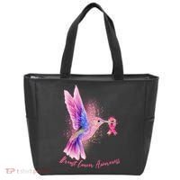 Breast Cancer Awareness Painted Hummingbird Tote Bag thumb 0