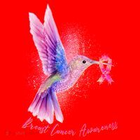 Breast Cancer Awareness Painted Hummingbird Santa Hat thumb 1