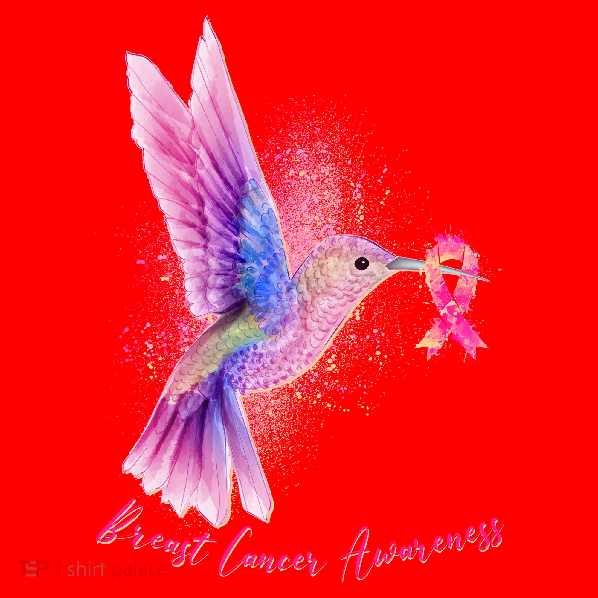 Breast Cancer Awareness Painted Hummingbird Santa Hat