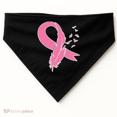 Breast Cancer Awareness Pink Feather Ribbon USA-Made Doggie Bandana