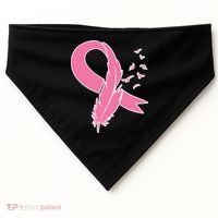 Breast Cancer Awareness Pink Feather Ribbon USA-Made Doggie Bandana thumb 0
