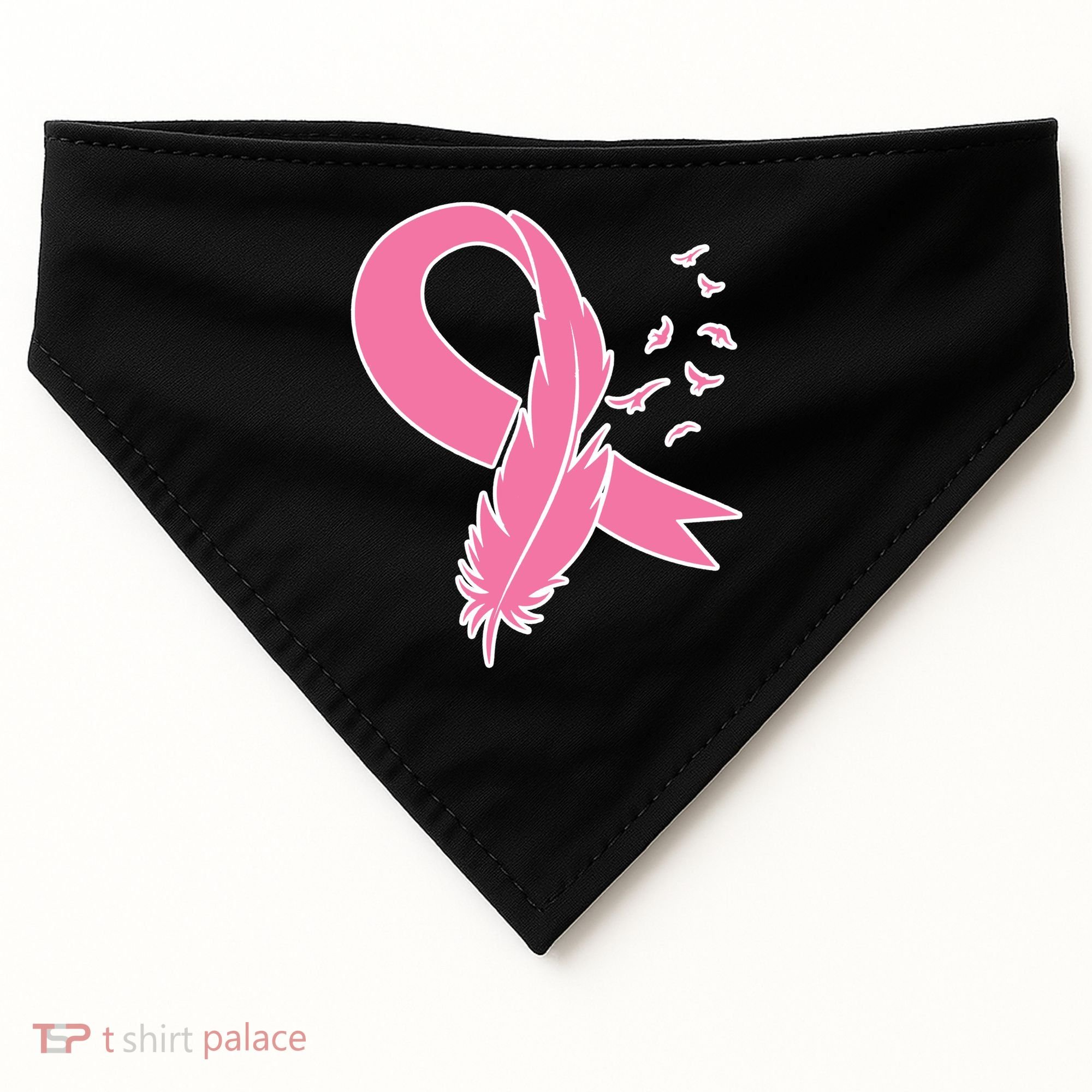 Breast Cancer Awareness Pink Feather Ribbon USA-Made Doggie Bandana