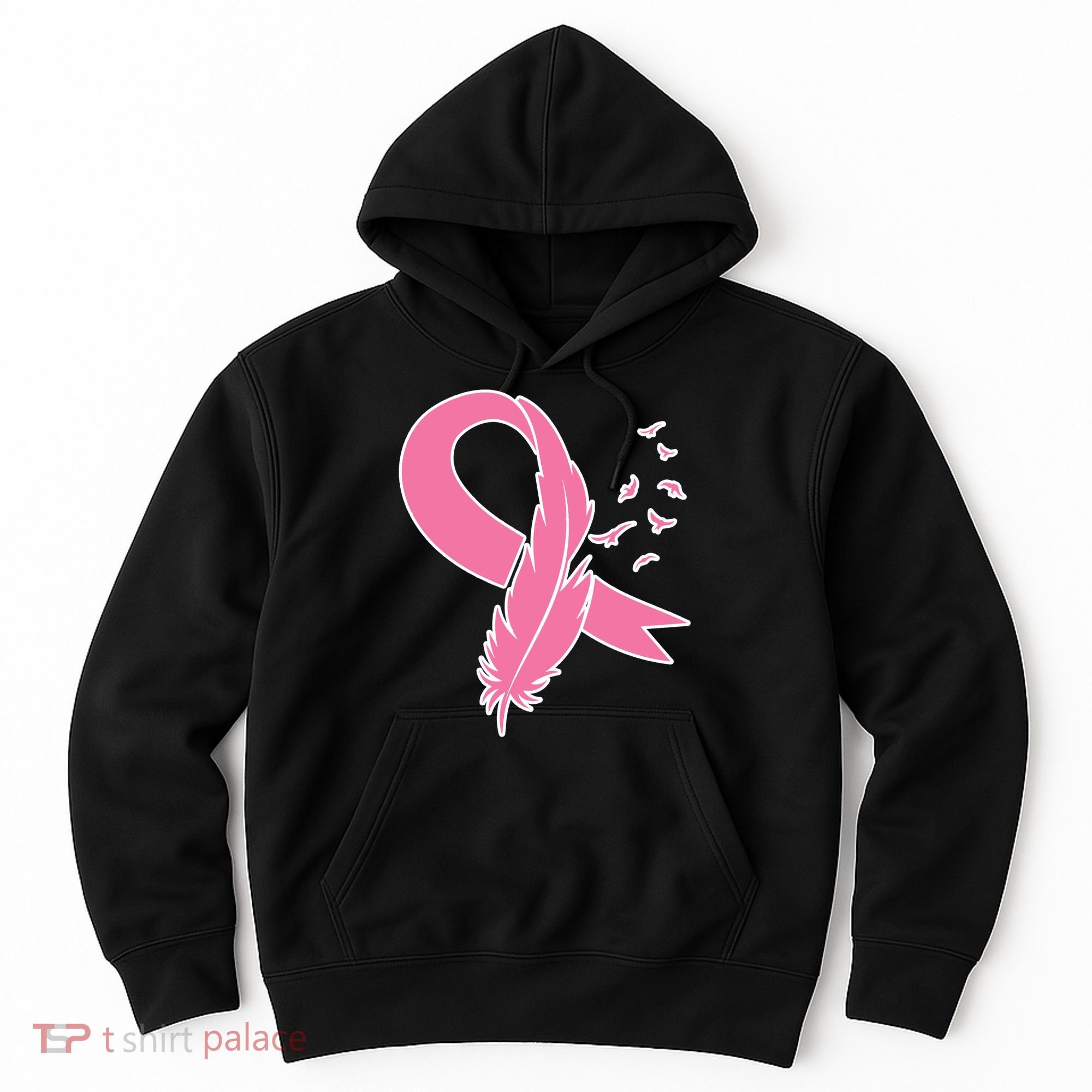Breast Cancer Awareness Pink Feather Ribbon Hoodie