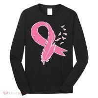 Breast Cancer Awareness Pink Feather Ribbon Long Sleeve Shirt thumb 0