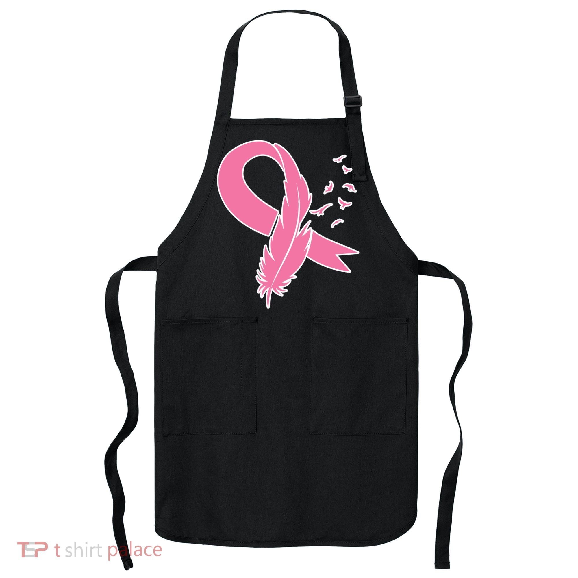 Breast Cancer Awareness Pink Feather Ribbon Apron