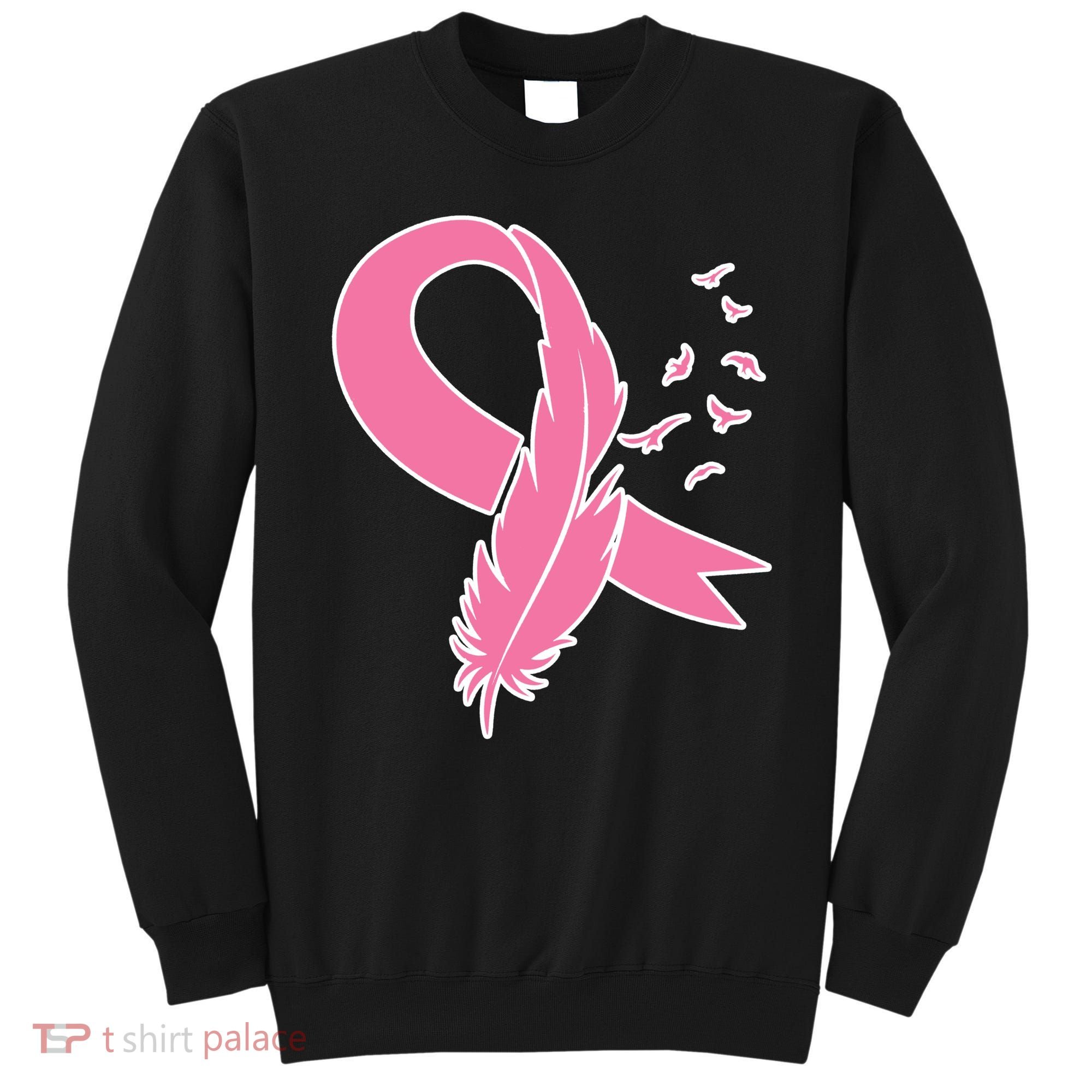 Breast Cancer Awareness Pink Feather Ribbon Sweatshirt