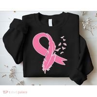 Breast Cancer Awareness Pink Feather Ribbon Sweatshirt thumb 2