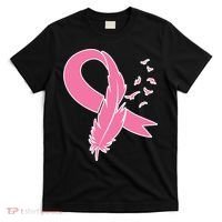 Breast Cancer Awareness Pink Feather Ribbon T-Shirt thumb 0