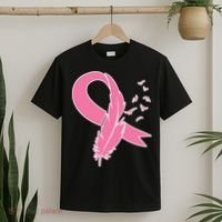 Breast Cancer Awareness Pink Feather Ribbon T-Shirt thumb 2