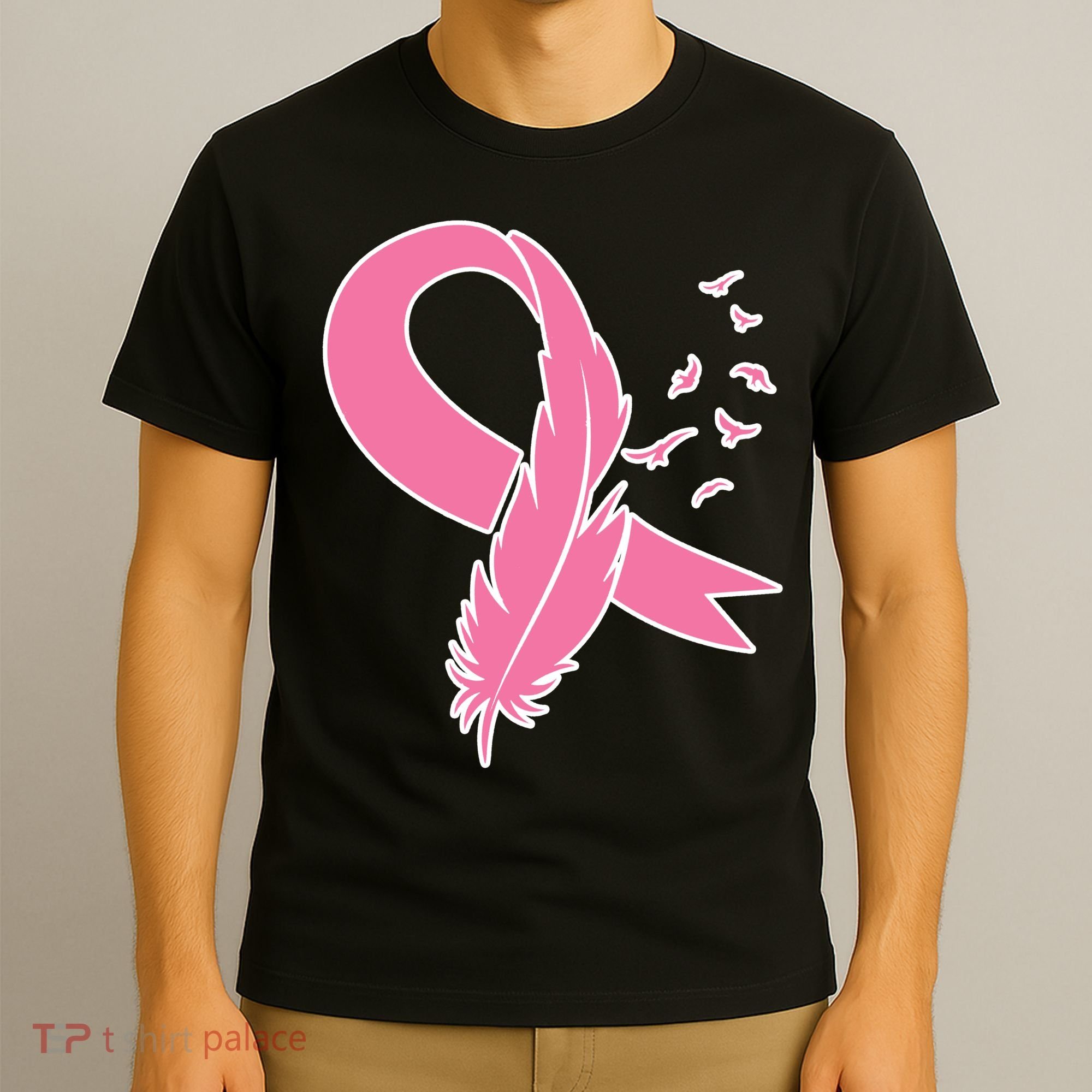 Breast Cancer Awareness Pink Feather Ribbon T-Shirt
