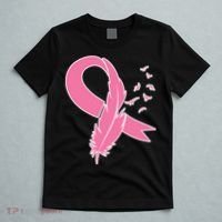 Breast Cancer Awareness Pink Feather Ribbon T-Shirt thumb 5