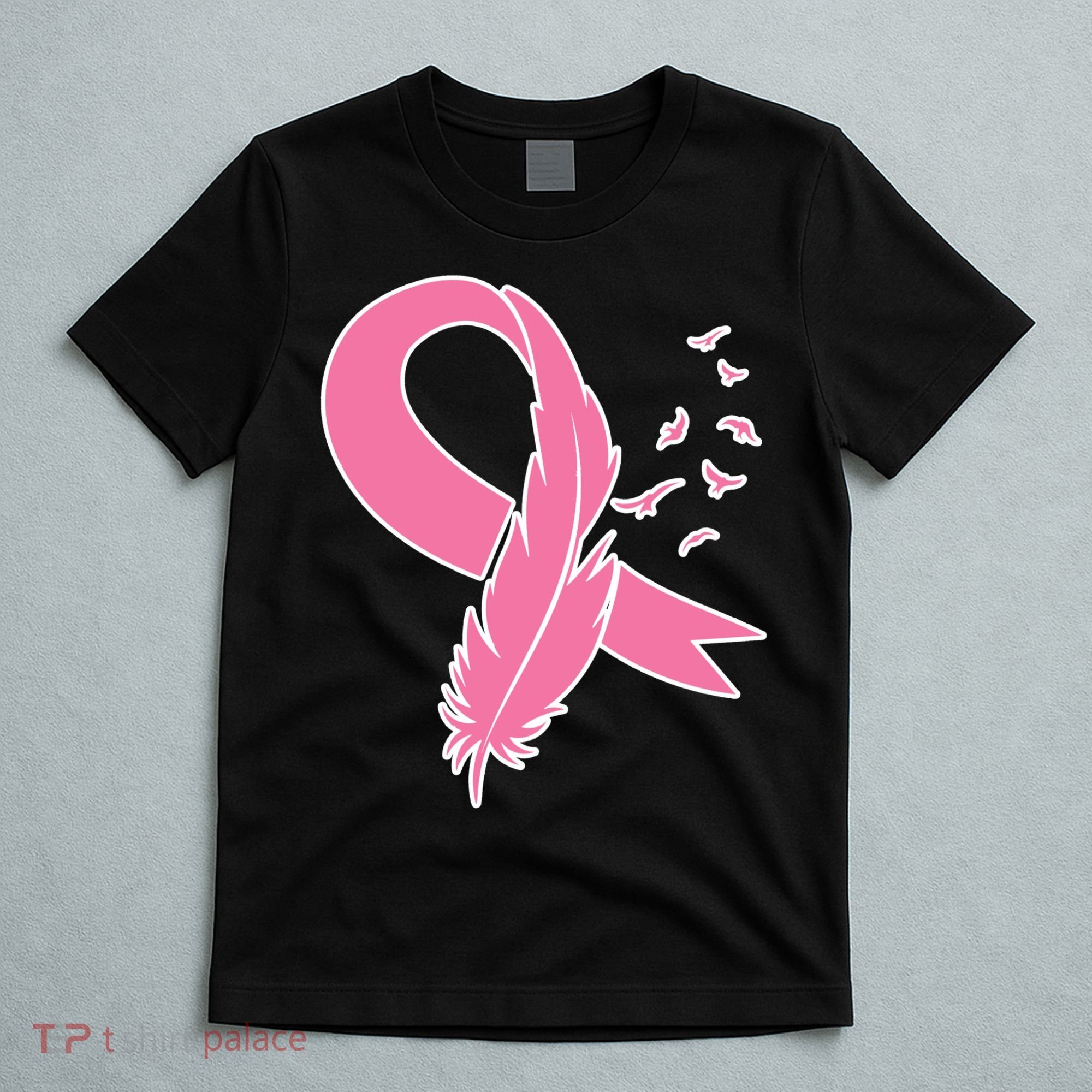 Breast Cancer Awareness Pink Feather Ribbon T-Shirt