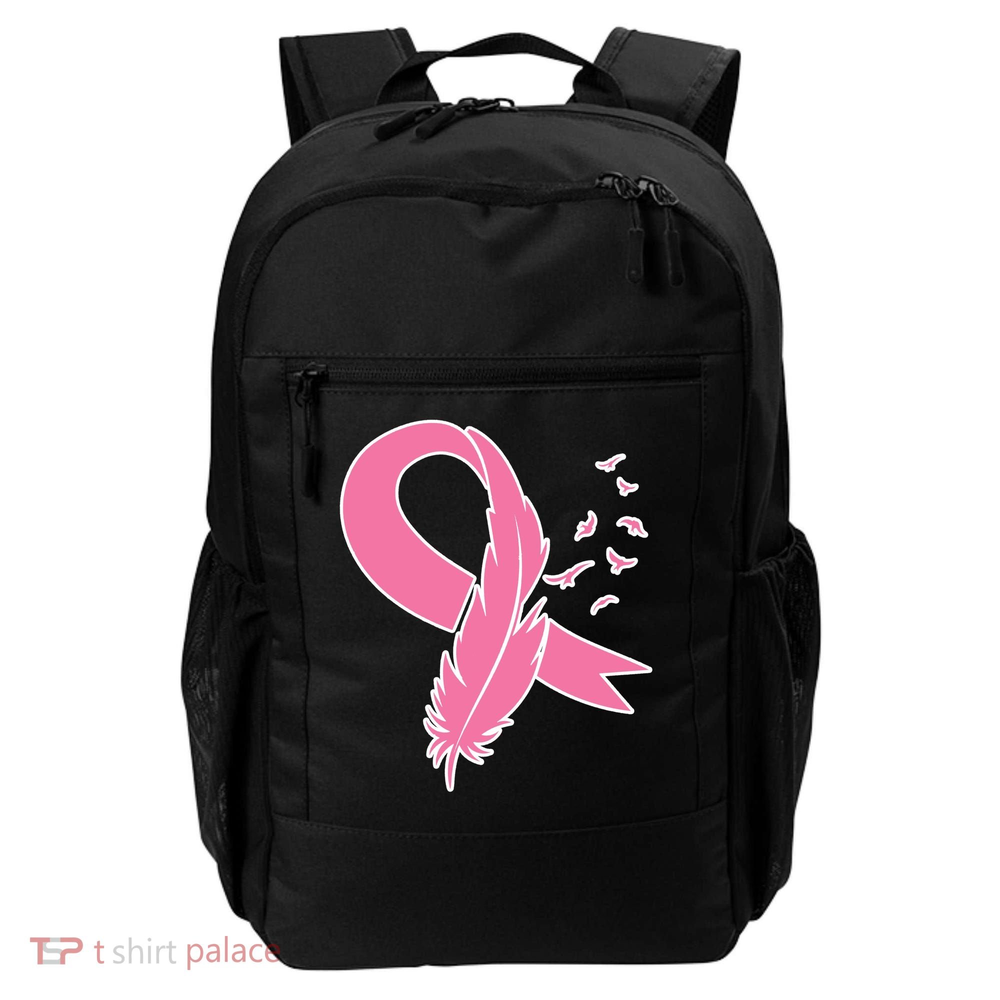 Breast Cancer Awareness Pink Feather Ribbon Backpack