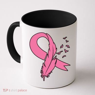 Breast Cancer Awareness Pink Feather Ribbon Coffee Mug