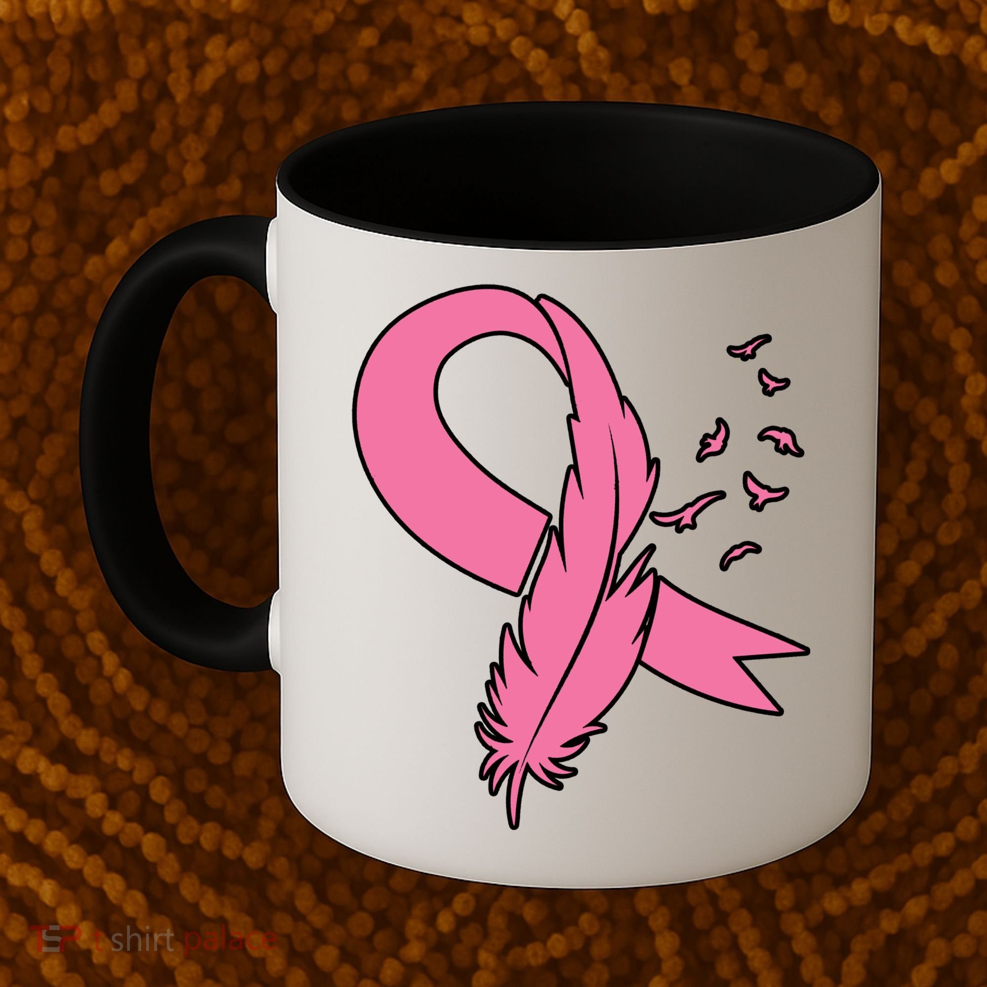 Breast Cancer Awareness Pink Feather Ribbon Coffee Mug
