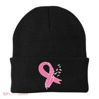 Breast Cancer Awareness Pink Feather Ribbon Beanie thumb 0