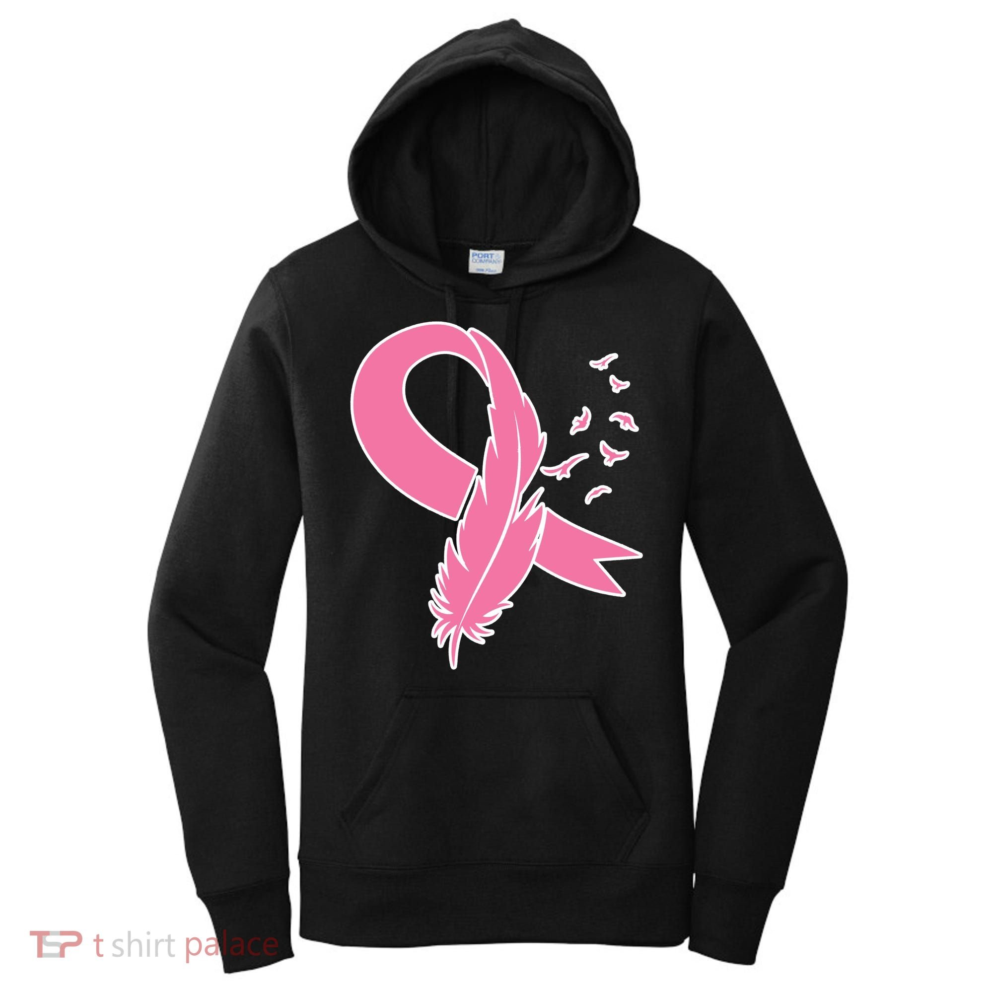 Breast Cancer Awareness Pink Feather Ribbon Women's Hoodie