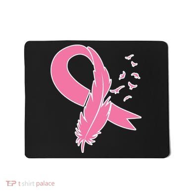 Breast Cancer Awareness Pink Feather Ribbon Mousepad