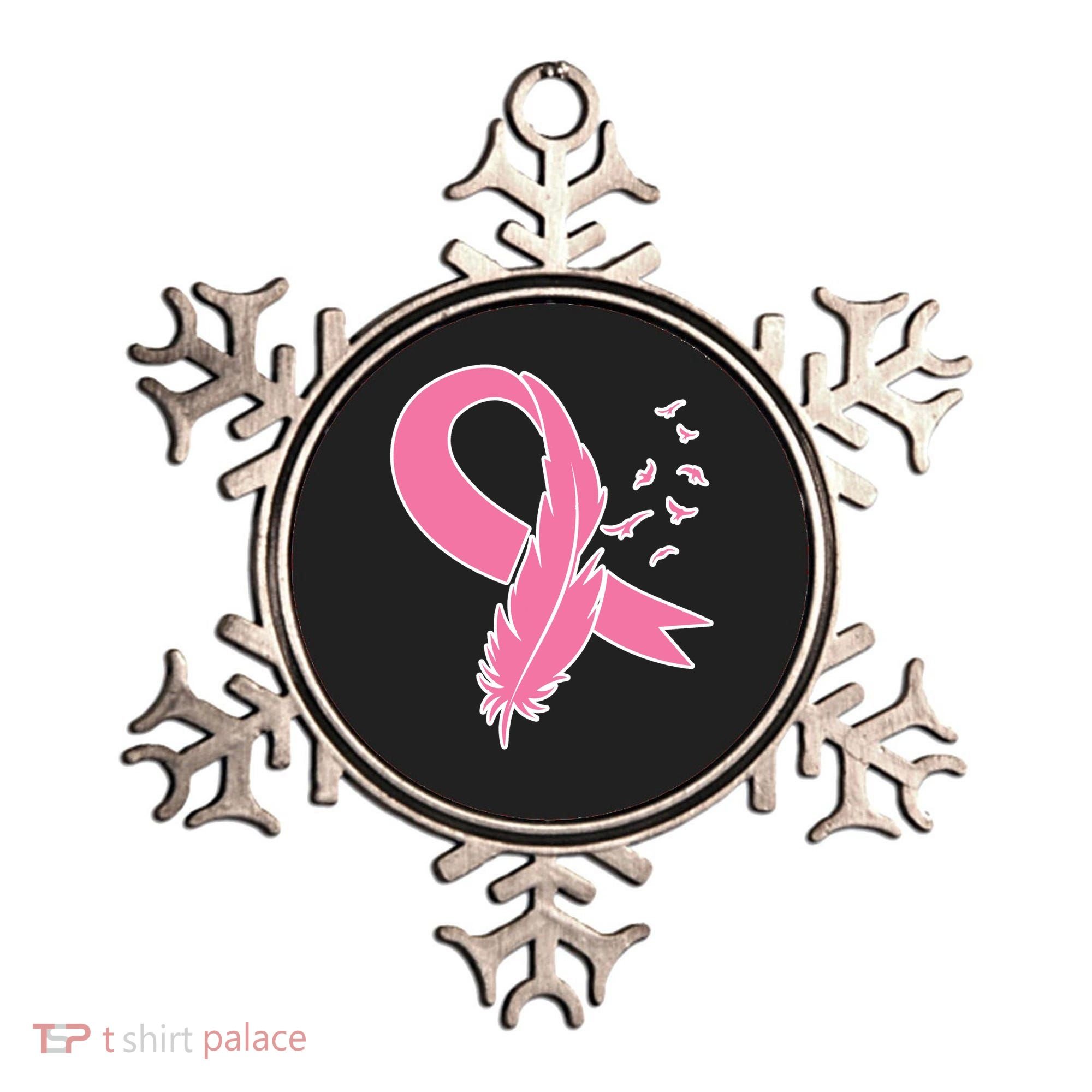 Breast Cancer Awareness Pink Feather Ribbon Ornament