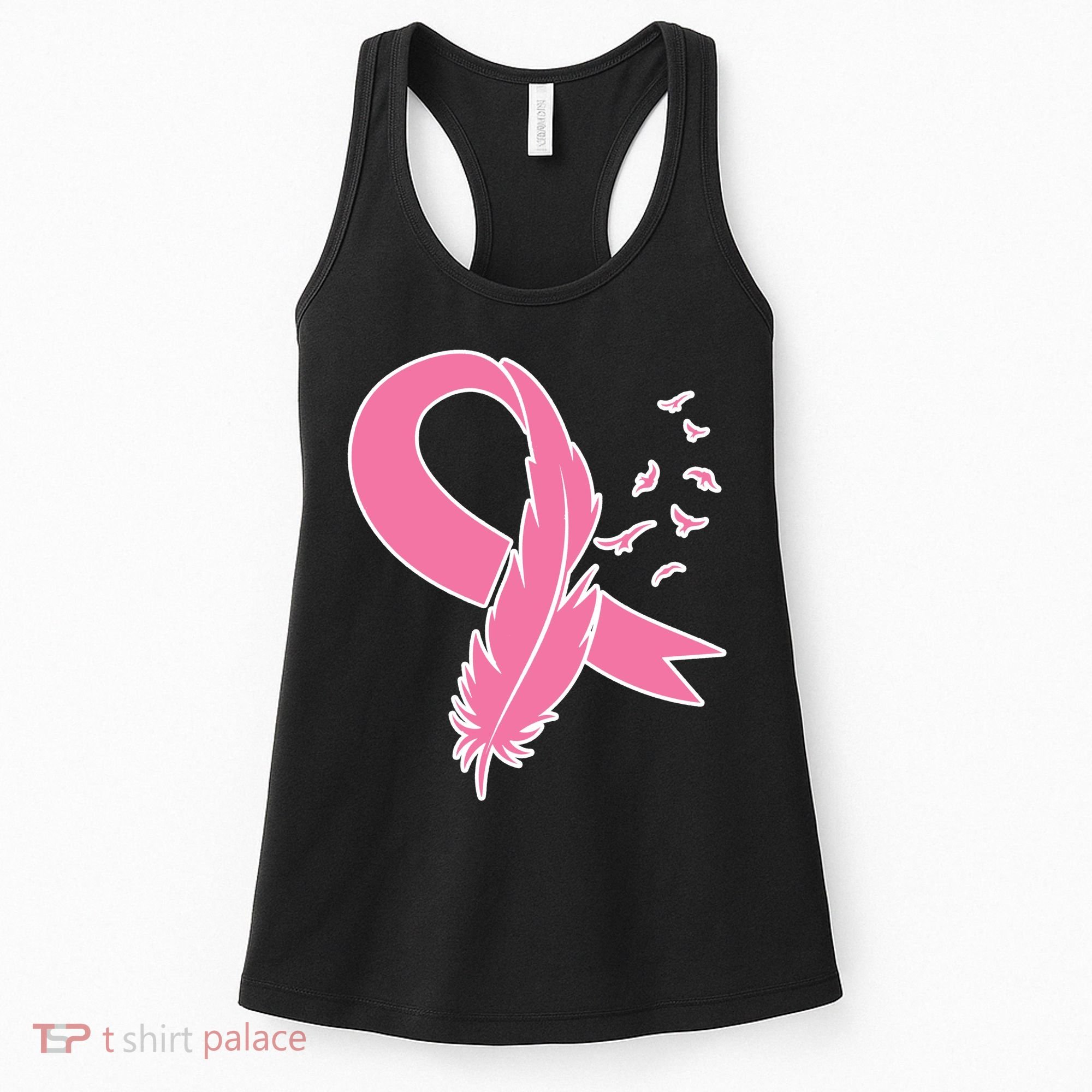 Breast Cancer Awareness Pink Feather Ribbon Women's Tank Top