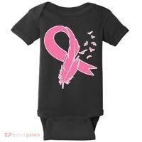 Breast Cancer Awareness Pink Feather Ribbon Baby Bodysuit thumb 0