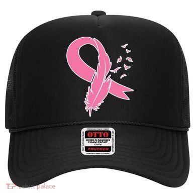 Breast Cancer Awareness Pink Feather Ribbon Hat