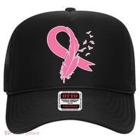 Breast Cancer Awareness Pink Feather Ribbon Hat thumb 0