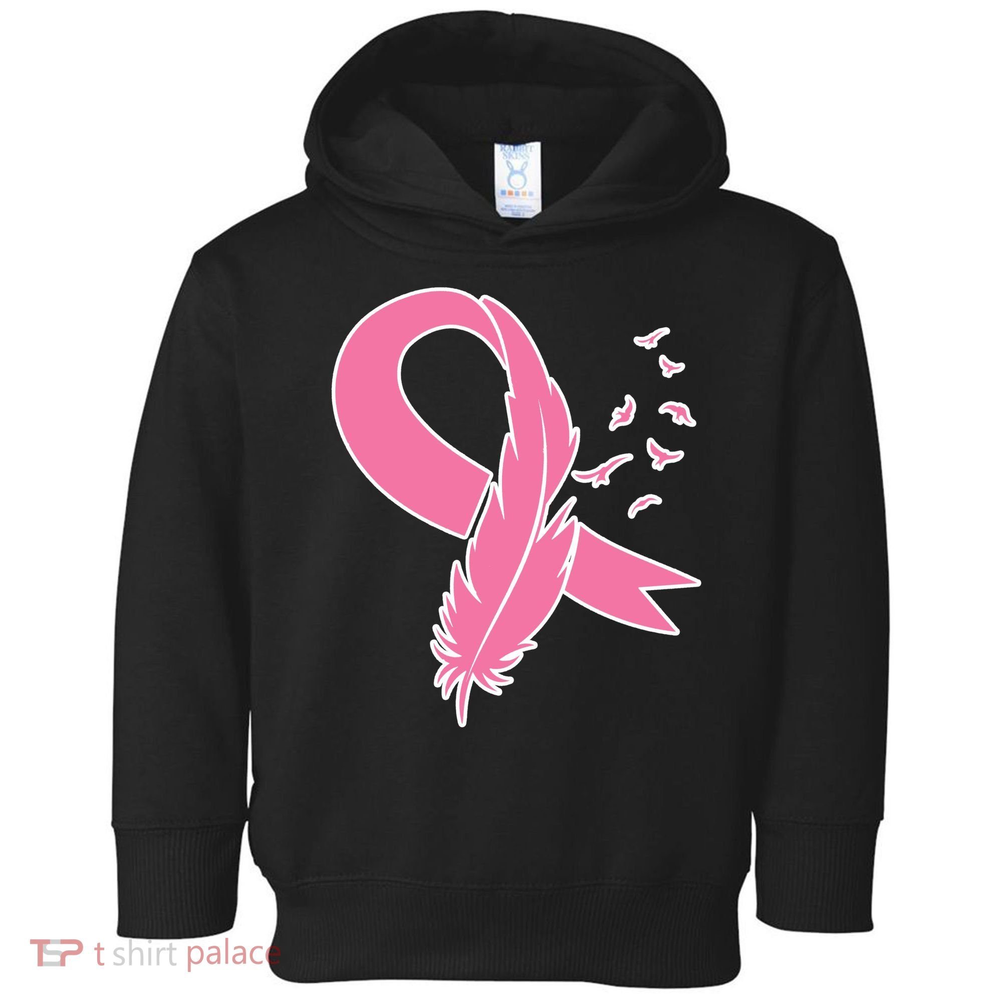 Breast Cancer Awareness Pink Feather Ribbon Toddler Hoodie