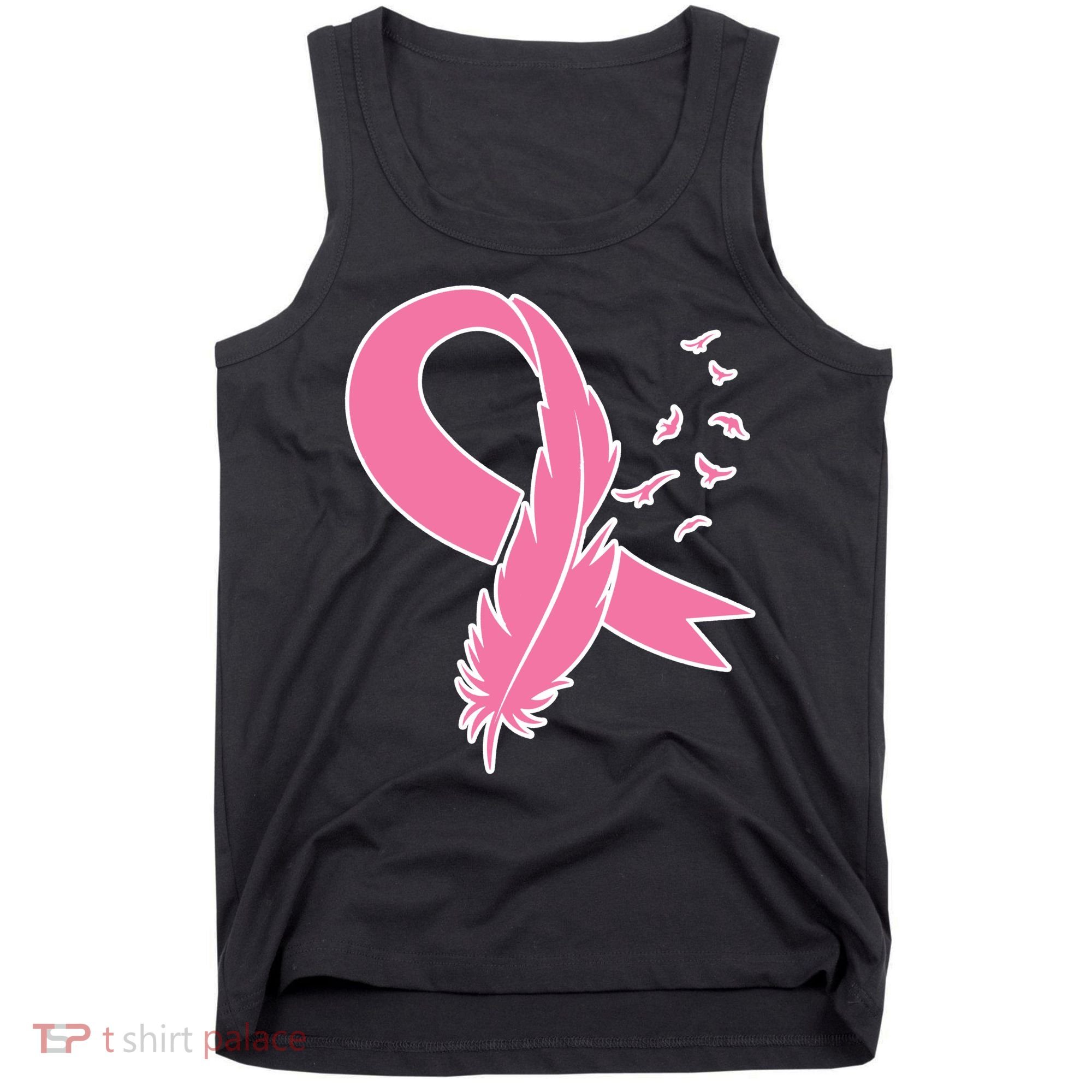 Breast Cancer Awareness Pink Feather Ribbon Tank Top
