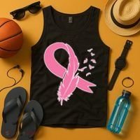 Breast Cancer Awareness Pink Feather Ribbon Tank Top thumb 4