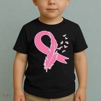 Breast Cancer Awareness Pink Feather Ribbon Toddler T-Shirt thumb 2