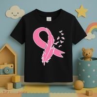 Breast Cancer Awareness Pink Feather Ribbon Toddler T-Shirt thumb 3