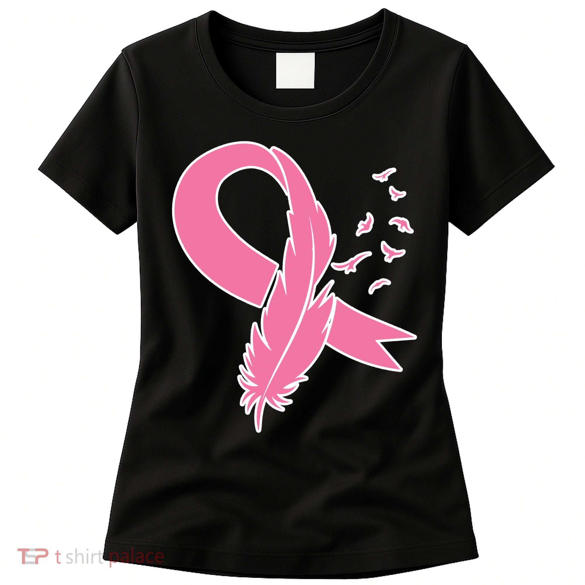 Breast Cancer Awareness Pink Feather Ribbon Women's T-Shirt