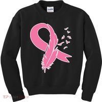 Breast Cancer Awareness Pink Feather Ribbon Kids Sweatshirt thumb 0