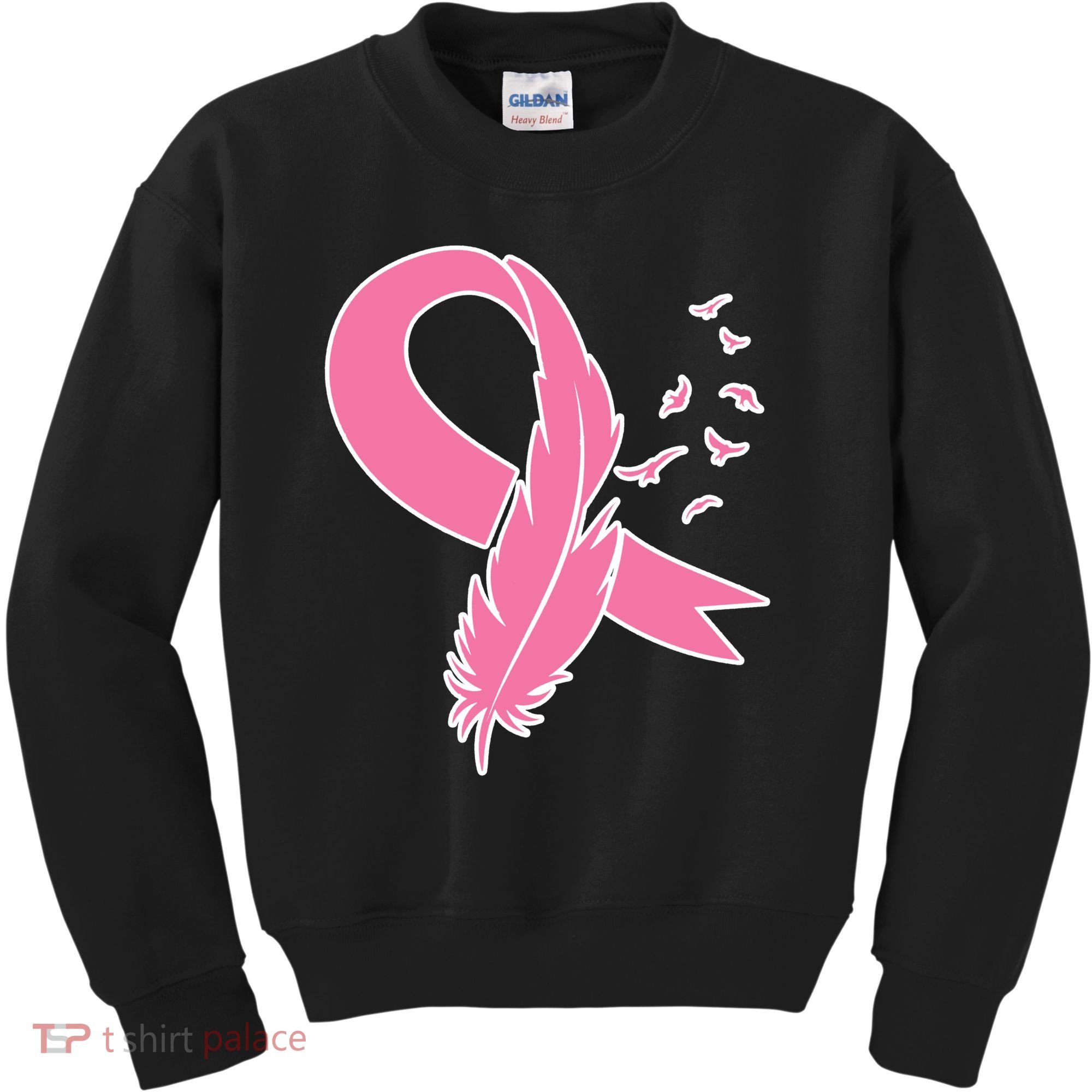 Breast Cancer Awareness Pink Feather Ribbon Kids Sweatshirt