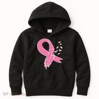 Breast Cancer Awareness Pink Feather Ribbon Kids Hoodie thumb 0