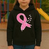 Breast Cancer Awareness Pink Feather Ribbon Kids Hoodie thumb 3