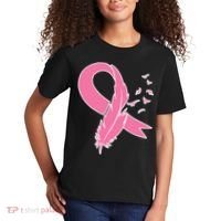 Breast Cancer Awareness Pink Feather Ribbon Kids T-Shirt thumb 2