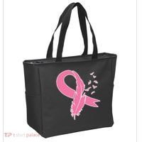 Breast Cancer Awareness Pink Feather Ribbon Tote Bag thumb 2