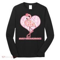 Breast Cancer Awareness Pink Flower Flamingo Long Sleeve Shirt thumb 0