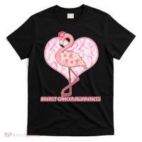 Breast Cancer Awareness Pink Flower Flamingo T-Shirt thumb 0