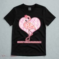 Breast Cancer Awareness Pink Flower Flamingo T-Shirt thumb 5