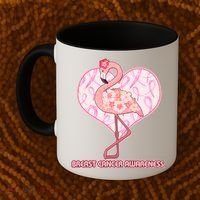 Breast Cancer Awareness Pink Flower Flamingo Coffee Mug thumb 2