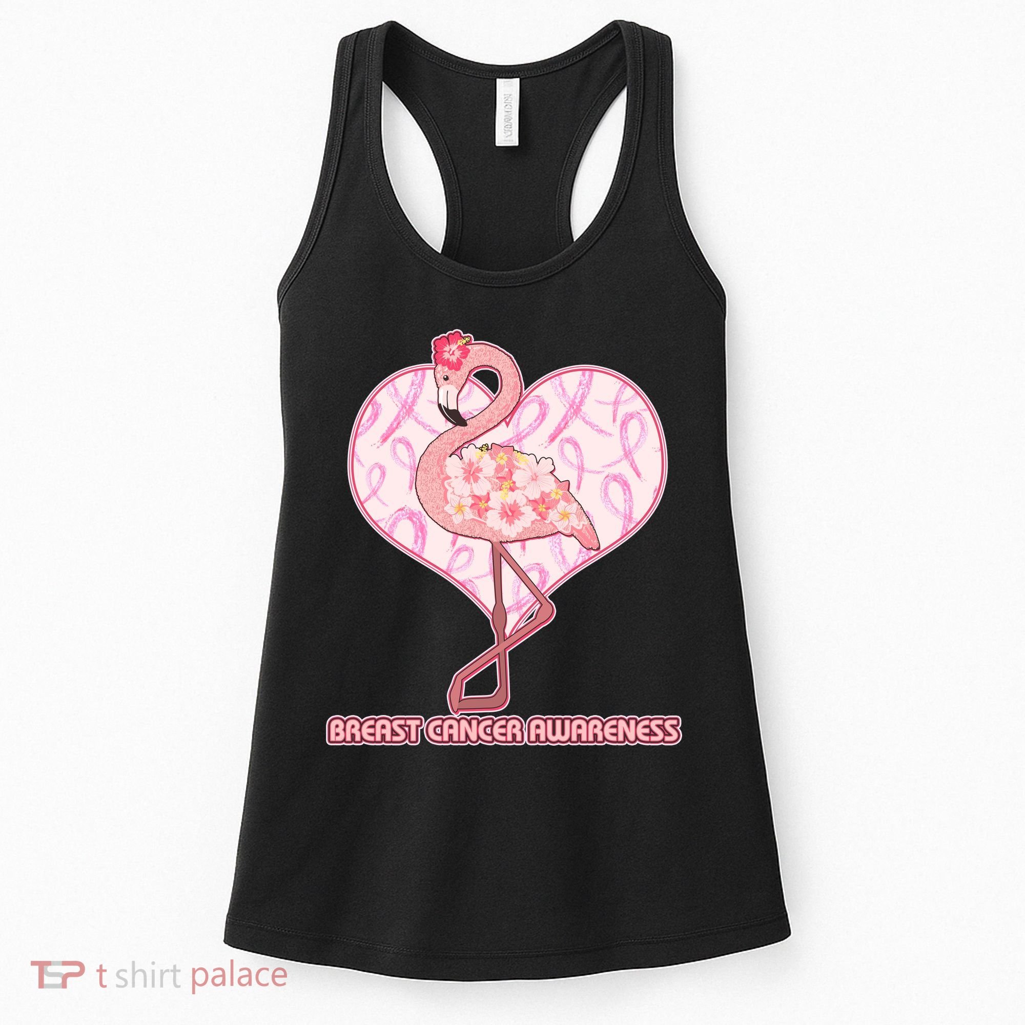Breast Cancer Awareness Pink Flower Flamingo Women's Tank Top