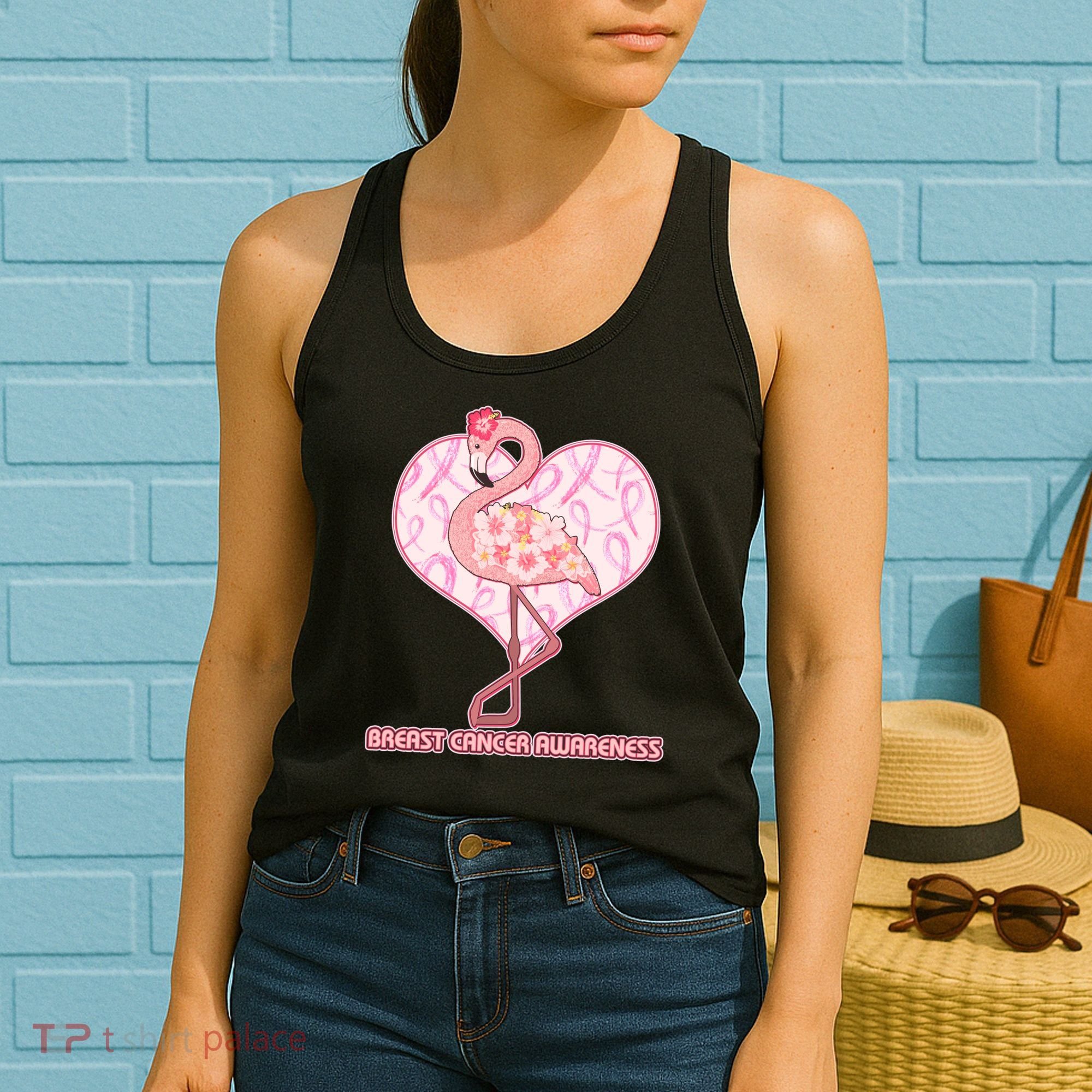 Breast Cancer Awareness Pink Flower Flamingo Women's Tank Top