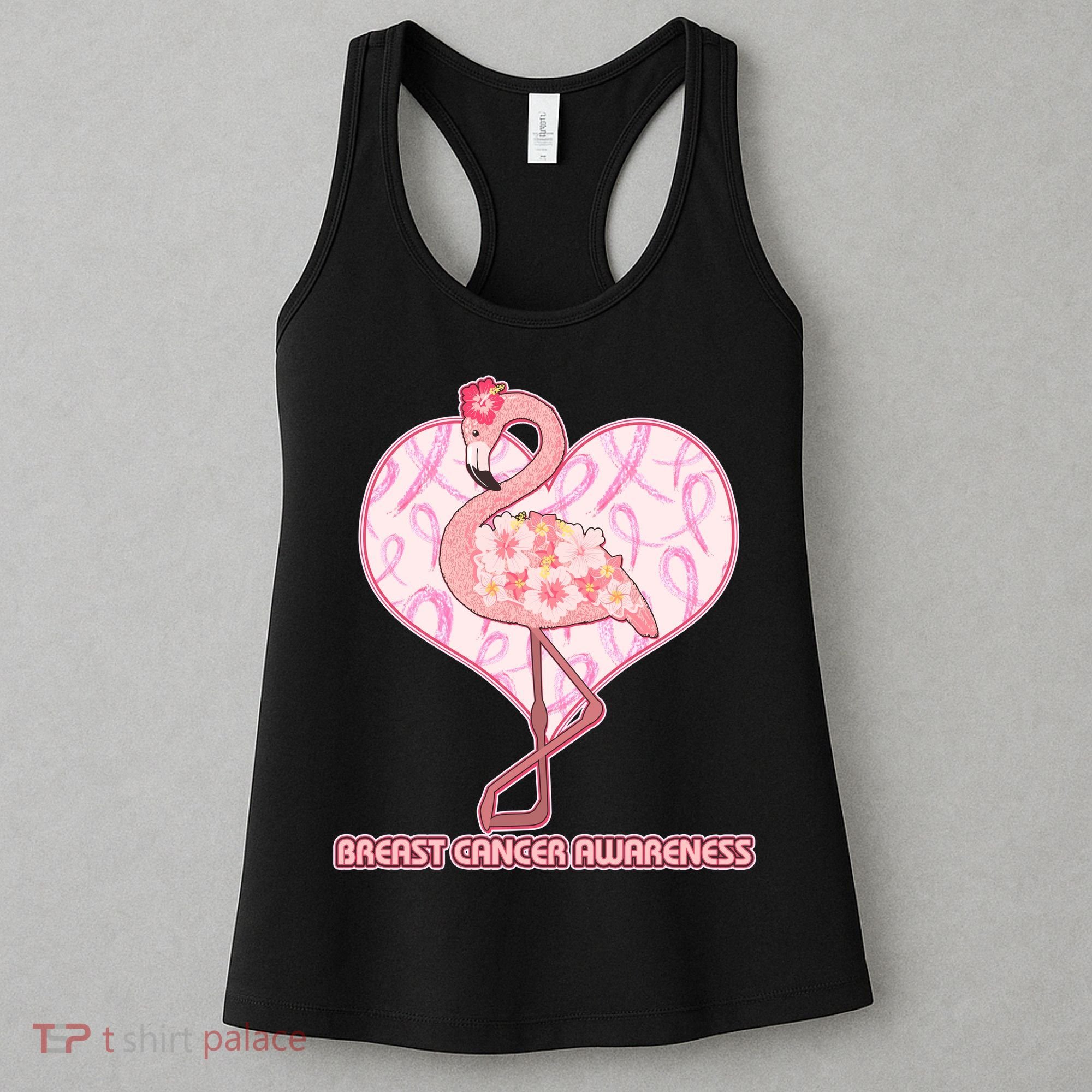 Breast Cancer Awareness Pink Flower Flamingo Women's Tank Top
