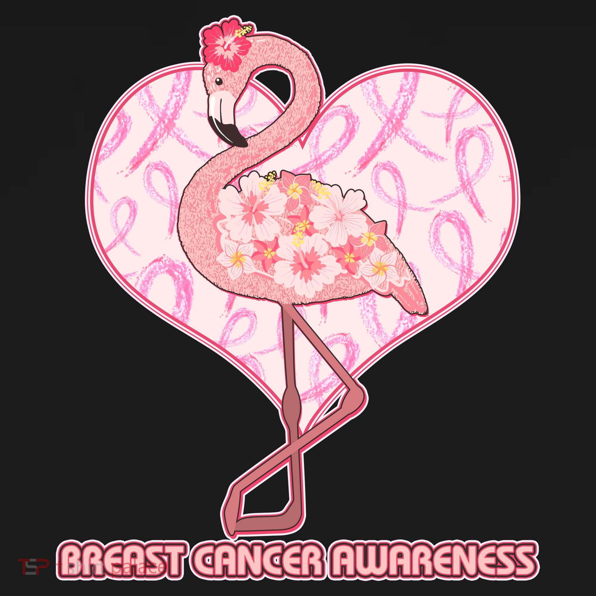Breast Cancer Awareness Pink Flower Flamingo Baby Bodysuit
